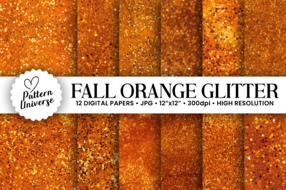 Capturing Autumn's Sparkle: Fall Orange Glitter Seamless Backgrounds