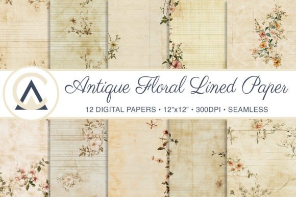 Charm of Antique Floral Writing Paper Backgrounds