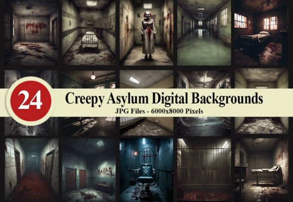 Creepy Asylum Digital Backgrounds V1: Elevate Your Halloween Projects