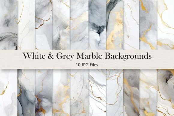 Elevate Your Aesthetic with Grey & Gold Glitter Marble Backgrounds