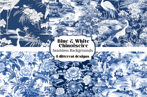 Elevate Your Projects with Blue & White Chinoiserie Backgrounds