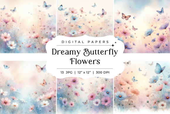 Enchanting Digital Art: Butterfly & Floral Patterns
