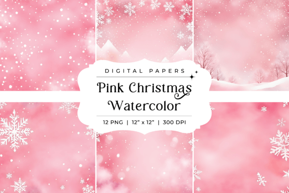 Enchanting Pink Christmas Watercolor Backgrounds for Festive Designs