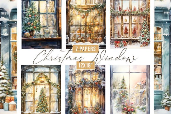 Enchanting Watercolor Christmas Window Backgrounds