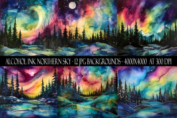 Exploring the Ethereal Beauty of Alcohol Ink Northern Sky Backgrounds