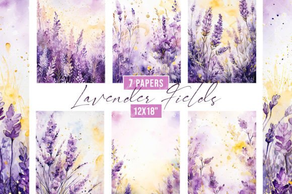 Watercolor Lavender Field Backgrounds: Soft Focus for Creative Projects