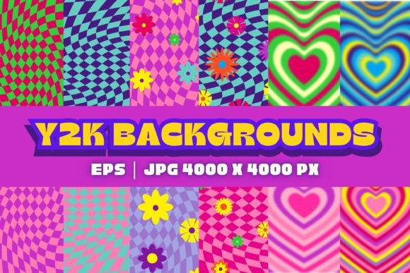 Y2K Groovy Backgrounds Pack: Design with Retro Psychedelic Flair